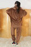 Binky Leopard Soft Stretch Velour Hoodie Lounge Suit Copper